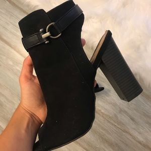 Black Faux Suede Heels